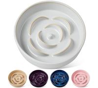 vancasso Slow Feeder Dog Bowl, 3 Cups Ceramic Dog Food Dish for Fast Eaters Small Breed, Puzzle Bowl for Small Dogs and Cats, Grey