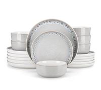 vancasso Snow Dinner Set- 18 Pieces for 6 People, Ceramic Plates and Bowls Set, Modern Elegant Style Dinnerware Sets, Dinner Service Set, Dishwasher and Microwave Safe, Beige