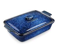 vancasso Starry 3.8 Quart Casserole Dish, Large Lasagna pan with lid, 9x13 inch Stoneware Casserole with lid, Microwave Safe, Blue