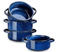 vancasso Starry 30 oz Ceramic Handled French Onion Soup Bowl Set of 4, Blue