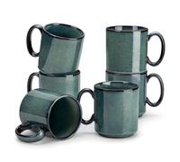 vancasso STARRY Ceramic Coffee Mugs Set of 6, 12 Oz Coffee Cups for Latte, Cappuccino, Tea & Hot Cocoa, Artisan Modern Style for Coffee Bar, Home & Kitchen, Microwave & Dishwasher Safe, Green