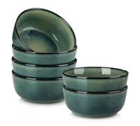 vancasso Starry Cereal Bowls Set of 6, 780ml Ceramic Wide and Deep Soup Bowls, Reactive Glaze Serving Bowls for Salad, Noodle, Rice, Dishwasher & Microwave Oven Safe, Green