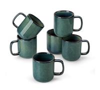 vancasso Starry Coffee Mugs Set of 6, 12oz/360ml Stoneware Coffee Mug with Handle, Tea Cups for Cocoa Milk, Microwave & Dishwasher Safe, Green