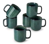 vancasso Starry Coffee Mugs Set of 6, 16oz/480ml Stoneware Coffee Mug with Handle, Tea Cups for Cocoa Milk, Microwave & Dishwasher Safe, Green