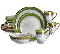 vancasso Starry Gradient Dinner Set, Reactive Glaze Dinnerware Tableware, 16-Piece Dinner Service with 11in Dinner Plate, 8in Dessert Plate, 7in Bowl and 330ml Mug, Service for 4