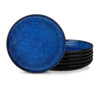 vancasso Starry Plates Set, Round Dinner Plates of 6, 10.5 Inch Ceramic Dinnerware Set, Scratch Resistant and Lead-Free, Suitable for Salad, Fruit, Snack, Party, Dishwasher and Microwave Safe, Blue