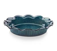 vancasso Stern Ceramic Pie Dish, 26cm Baking Tins for The Oven, Tart Tin with Corrugated Edge, for Cake, Quiche, Flan, Dishwasher & Microwave & Oven Safe, Green