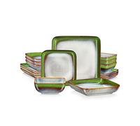 vancasso Stern Series 16-Piece Stoneware Glaze Dinner Set, 4 Flat Plates, 4 Soup Bowls, 4 Soup Plates and 4 Square Dessert Plates
