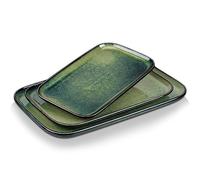 vancasso Stern Serving Platter & Tray Set, 3-Piece Ceramic Serving Plates for Parties, 15.1/13.1/11 Inch Easy-Clean Large Serving Dish for Main Course and Side Dishes, Green