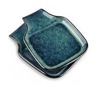 vancasso Stern Spoon Rest for Kitchen, Square Ceramic Spoon Holder, Heat Resistant Utensil Rest for Countertop, Tea Bag Holder Dish, Dishwasher Safe, Kiln Green, 2 Pack