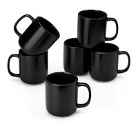 vancasso Stoneware Coffee Mugs Set, 16 oz Ceramic Coffee Cups for Americano Hot Tea Iced Coffee Cold Brew Cocoa Milk Mugs Set of 6, Dishwasher & Microwave Safe, Matte Black