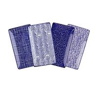 vancasso Takaki 4-Piece Rectanglar Plate Porcelain Serving Platters, Sushi Plate Appetizer Plate, Rectangular Serving Plates/Small Trays/Dinner Plates, 5.8 x 10.5 inch (14.7 x 26.8 cm)