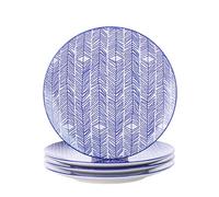 vancasso Takaki Porcelain Dinner Plate Set of 4, Japanese Style Crockery Blue Dinnerware Tableware, 4 Pieces Hand Painted Crockery 10.6 inch Dinner/Salad/Fruit/Snack Plate(27 * 27 * 2.5cm)