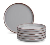 vancasso Venus Dessert Plates Set of 6-8 Inch Grey Ceramic Salad Plates, Small Dinner Plates, Microwave, Oven and Dishwasher Safe, Scratch Resistant Modern Rustic Style Stoneware Dishes for Kitchen