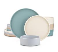 vancasso Venus Matte Dinnerware Set, 12-Piece Colourful Dinner Sets, Stoneware Crockery Set with 4-Piece 10.5in Dinner Plate, 8in Dessert Plate, 720ml Bowl, Modern Style