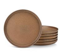 vancasso Zermatt Dinner Ser of 6, 10.5in Dinner Plates Set of 6, Microwave and Dishwasher Safe, Scratch Resistant and Lead-Free, Unique Handmade Dessert Plate for Kitchen and Entertaining(Brown)