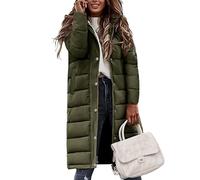 Vancavoo Women's Coats Long Quilted Jacket Winter Ladies Padded Parka Warm Fleece Lined Thick Overcoat Water Repellent Outerwear(Army green,L)