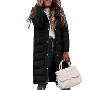 Vancavoo Women's Coats Long Quilted Jacket Winter Ladies Padded Parka Warm Fleece Lined Thick Overcoat Water Repellent Outerwear(Black,XL)