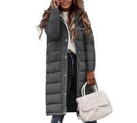 Vancavoo Women's Coats Long Quilted Jacket Winter Ladies Padded Parka Warm Fleece Lined Thick Overcoat Water Repellent Outerwear,Dark grey,L