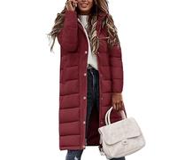 Vancavoo Women's Coats Long Quilted Jacket Winter Ladies Padded Parka Warm Fleece Lined Thick Overcoat Water Repellent Outerwear,Wine red,S