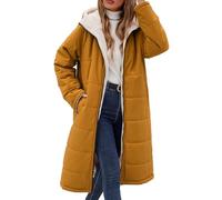 Vancavoo Women's Coats Long Winter Jackets Fleece Puffer Coat Warm Fleece Lined Thick Overcoat Full Zip Hooded Reversible Outerwear,Orange Yellow,XL