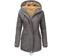 Vancavoo Womens Parka Winter Coats Hooded Coat Fleece Lined Jacket | Warm Parka with Adjustable Drawstring Waist, Ribbed Cuffs, Zip and Button Closure, Side Pockets