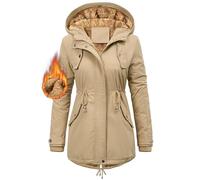 Vancavoo Womens Parka Winter Coats Waterproof Jacket Hooded Coat Fleece Lined Jacket Ladies Arctic Velvet Warm Outdoor Windbreaker Hoodies zip up Sweatshirt Outwear with Pockets(khaki,L)