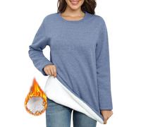 Vancavoo Women's Warm Fleece Lined Sweatshirt Crew Neck Winter Pullover