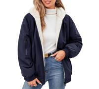 Vancavoo Women's Winter Coat Short Jacket Warm Fleece Lined Hooded Coat | Reversible Zip-Up Coat with Soft Plush Lining, Ribbed Cuffs and Pockets for Casual Everyday Wear