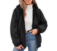 Vancavoo Women's Winter Coat Short Jacket Warm Fleece Lined Hooded Coat | Reversible Zip-Up Coat with Soft Plush Lining, Ribbed Cuffs and Pockets for Casual Everyday Wear