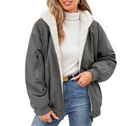 Vancavoo Women's Winter Coat Short Jacket Warm Fleece Lined Hooded Coat | Reversible Zip-Up Coat with Soft Plush Lining, Ribbed Cuffs and Pockets for Casual Everyday Wear
