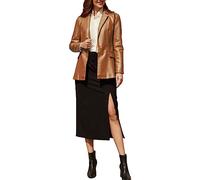 Vanchenl Women's Casual PU Faux Leather Lapel Single Button Jacket Fashion Long Sleeve Blazer Outerwear Coat (Camel,S)