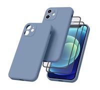 Vancle Case for iPhone 12mini Phone Case,with 2 HD Screen Protectors, Shockproof Bumper Liquid Silicone Case with Microfiber Lining (Lavender Grey)