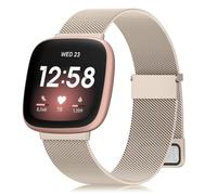 Vancle For Fitbit Versa 3/4/Sense/Sense 2 Wristband, Stainless Steel Metal Magnetic Replacement Strap for Fitbit Versa 4/3 Women Men, Metal