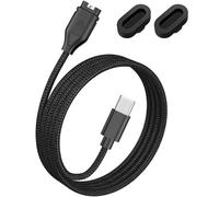 Vancle Garmin Watch Charging Cable, Charger for Garmin Fenix 8/7S/7X/E/6, Instinct/Instinct 2/2 Solar/2S/2X, with 2 Pieces Dust Plugs, USB C Nylon Braided Fast Charging Cable (Black, 100cm)