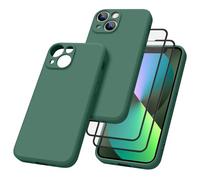 Vancle Slim Silicone Case for iPhone 13mini Phone Case, with 2 HD Screen Protectors, Shockproof Bumper Liquid Silicone Case with Microfiber Lining (Deep green)
