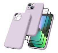 Vancle Slim Silicone Case for iPhone 13mini Phone Case, with 2 HD Screen Protectors, Shockproof Bumper Liquid Silicone Case with Microfiber Lining (Lavender)