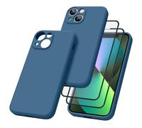 Vancle Slim Silicone Case for iPhone 13mini Phone Case, with 2 HD Screen Protectors, Shockproof Bumper Liquid Silicone Case with Microfiber Lining (Navy blue)