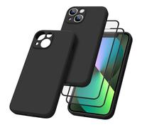 Vancle Slim Silicone Case for iPhone 13mini Phone Case, with 2 HD Screen Protectors, Shockproof Bumper Liquid Silicone Case with Microfiber Lining (Black)
