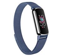 Vancle Strap Compatible with Fitbit Luxe Straps for Women Men, Stainless Steel Mesh Loop Adjustable Wristband Replacement Strap (Navy Blue)
