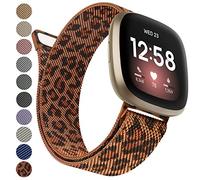 Vancle Strap compatible with Fitbit Versa 3 Straps/Versa 4 Strap/Fitbit Sense/Sense 2 Strap , Breathable Stainless Steel Mesh Loop Adjustable Wristband Replacement Metal Strap (Leopard,Small)