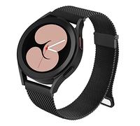 VANCLE Strap compatible with Samsung Galaxy Watch 4 40mm 44mm, Band 42mm 46mm, 20mm Stainless Steel Metal Bracelet Enhanced Magnet for Bands (20mm, Black)