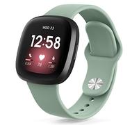 Vancle Strap for Fitbit Versa 3/4/Sense 2, Silicone, 1.18 inches, Oliver Green, Unisex, Sport Loop, Buckle, Water Resistant
