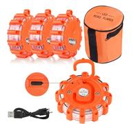 Vancle - USB C Rechargeable LED Road Lights, Emergency Lights, Road Warning Lights, Traffic Safety Lights, Flashing Kit, Flashing Disk, Strobe with Base