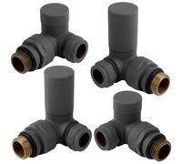 VANCOCO 2 Pack Anthracite Grey 1/2"×15mm Corner Radiator Valve Round with Lockshield,Manual Radiator Valve Standard Connection for Heated Towel Rail and Central Heating Modern Bathroom