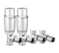 VANCOCO 2 Pack Chrome Angled Thermostatic Radiator Valve Set 1/2"×15mm