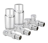 VANCOCO 2 Pack Chrome Thermostatic Radiator Valve 1/2"×15mm Straight with Lockshield, Thermostat TRV Set, H62 Brass, Energy Saving