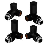 VANCOCO 2 Pack Matte Black 1/2"×15mm Corner Radiator Valve Round with Lockshield, Manual Radiator Valve Standard Connection for Heated Towel Rail and Central Heating Modern Bathroom