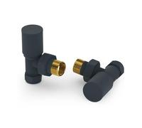 VANCOCO 2Pcs 1/2"×15mm Anthracite Angled Radiator Valves Round, Manual Radiator Valves Pair Standard Connection for Heated Towel Rail and Central Heating Modern Bathroom