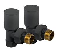 VANCOCO 2Pcs 1/2"×15mm Anthracite Grey Angled Radiator Valves Round, Manual Radiator Valves Pair Standard Connection for Heated Towel Rail and Central Heating Modern Bathroom